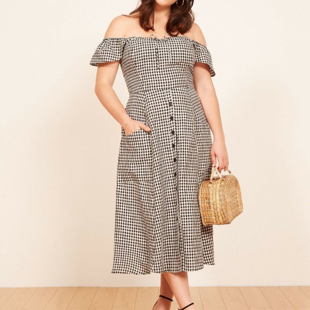 NEW Reformation Francis Prairie A-Line Dress in Black - size 22 #1265